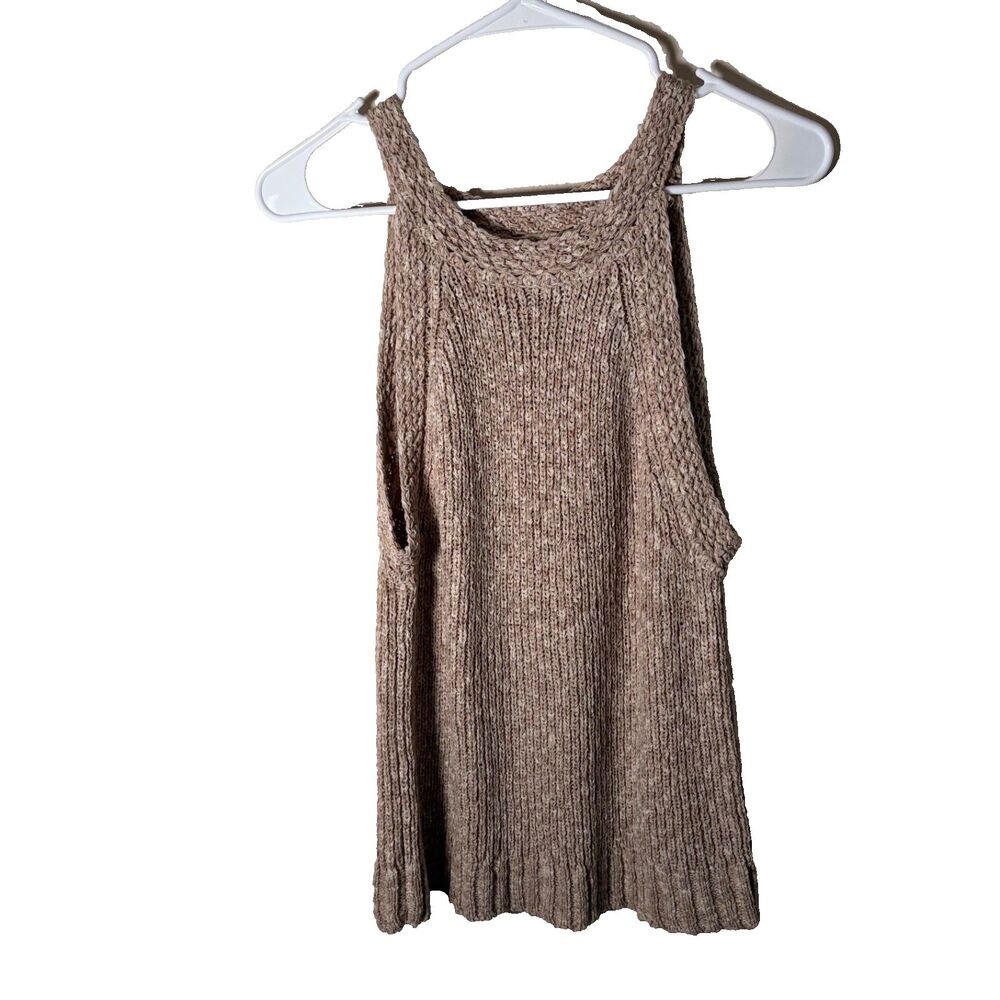 Marled Tank Top Women's Medium Beige Knit Sleeveless Sweater Knit Casual